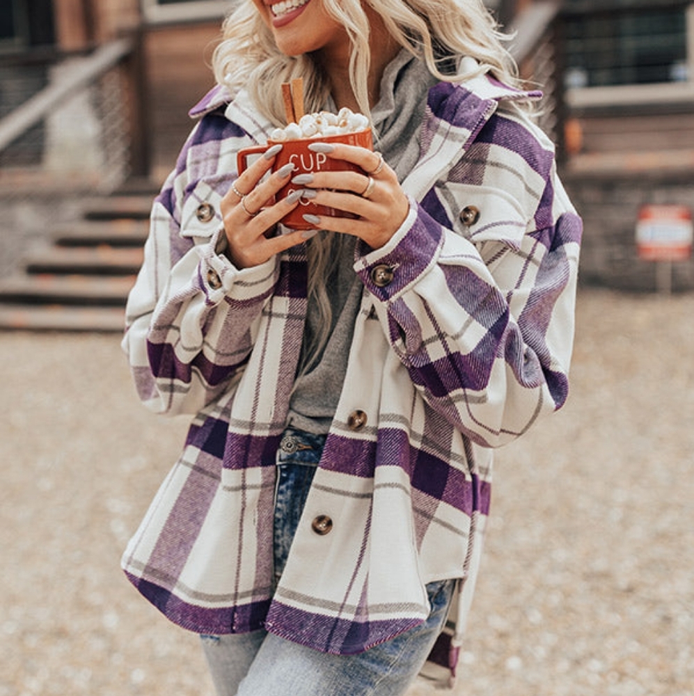 Shop Impressions Purple & White Shacket